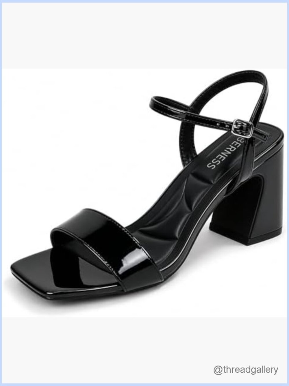 Women's Block Heel Sandals with Ankle Strap - Square Open Toe, Memory Foam